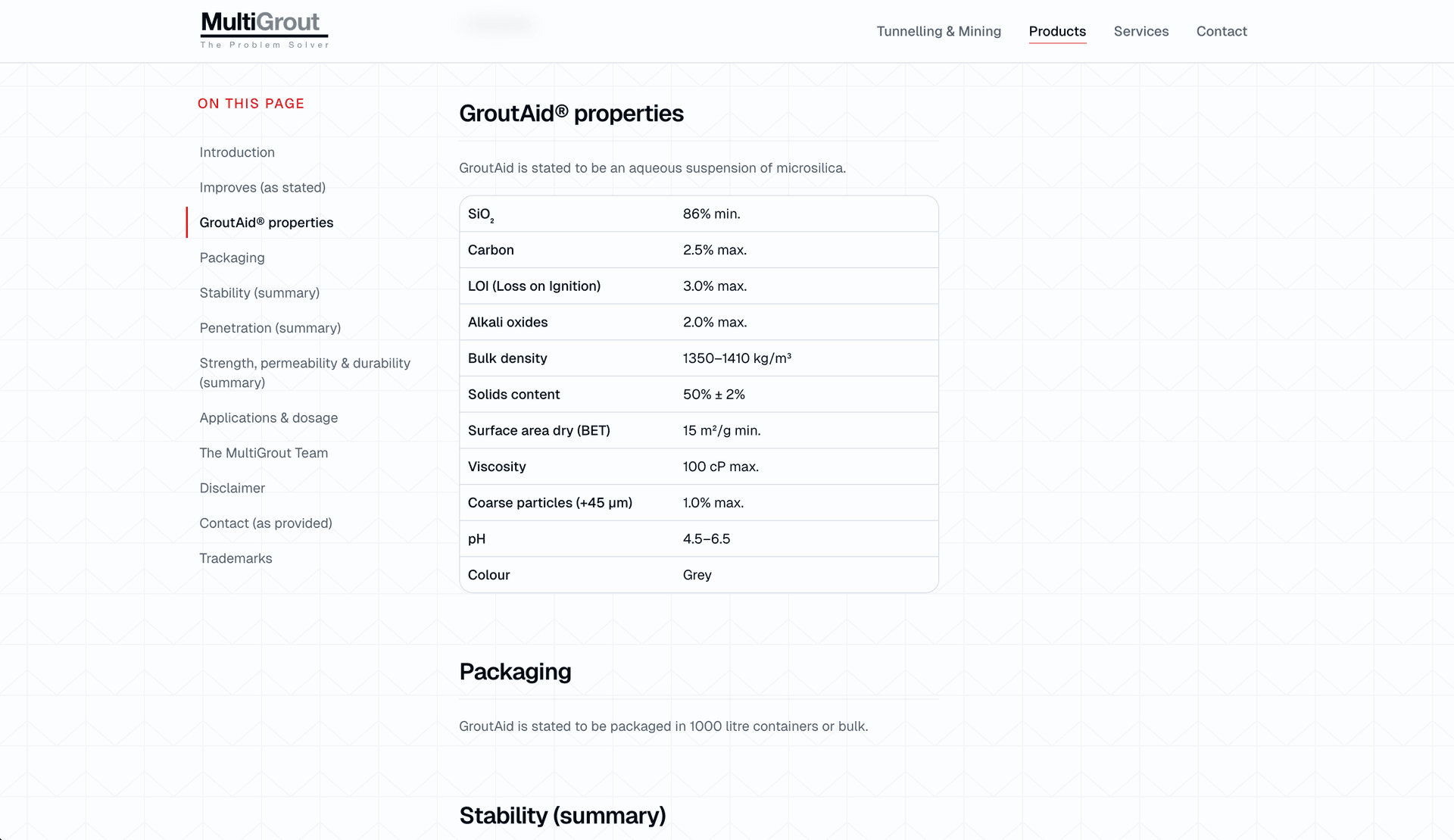 The new website's product page